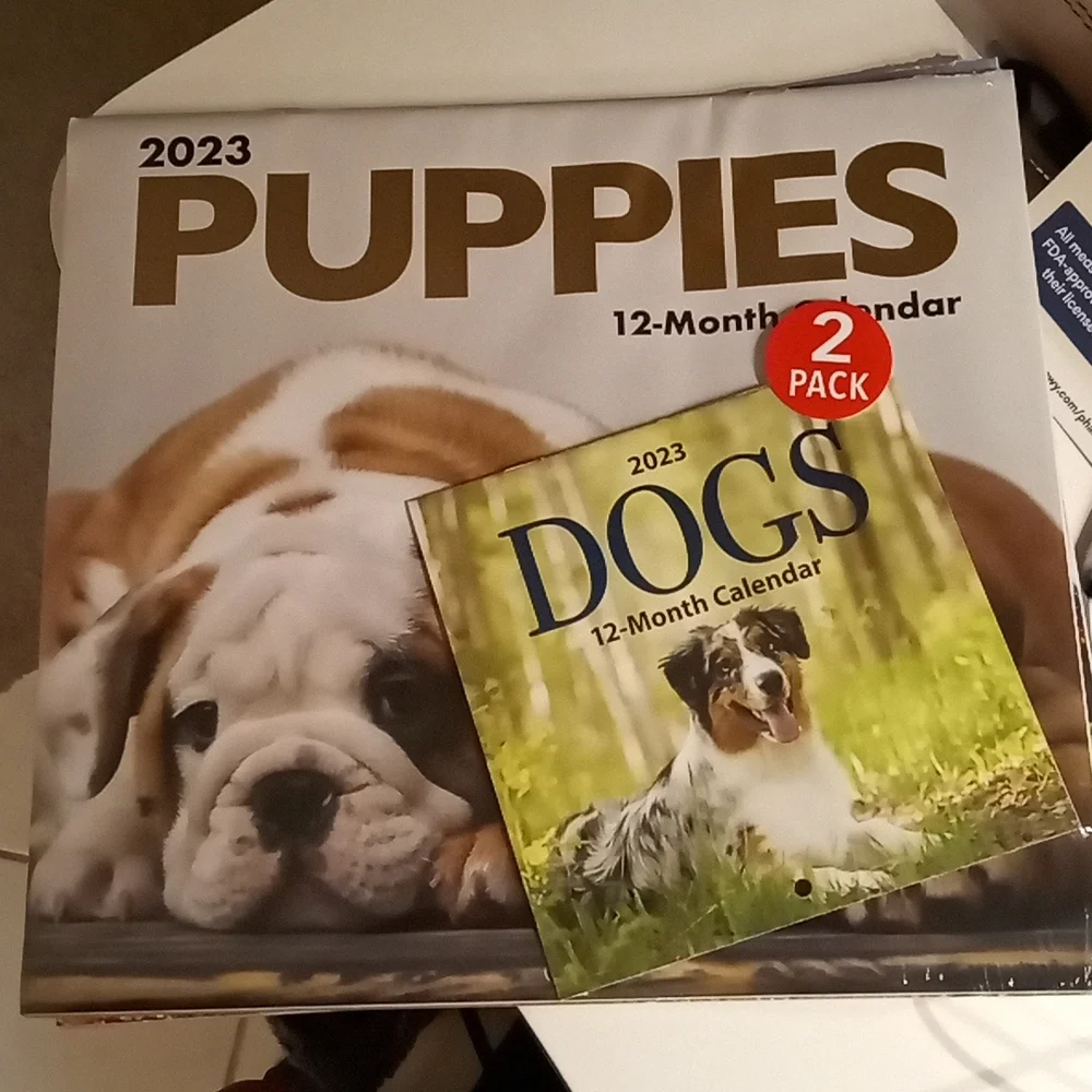 4 2023 calendars puppies , inspirational quotes , mini tea time , mini dogs
